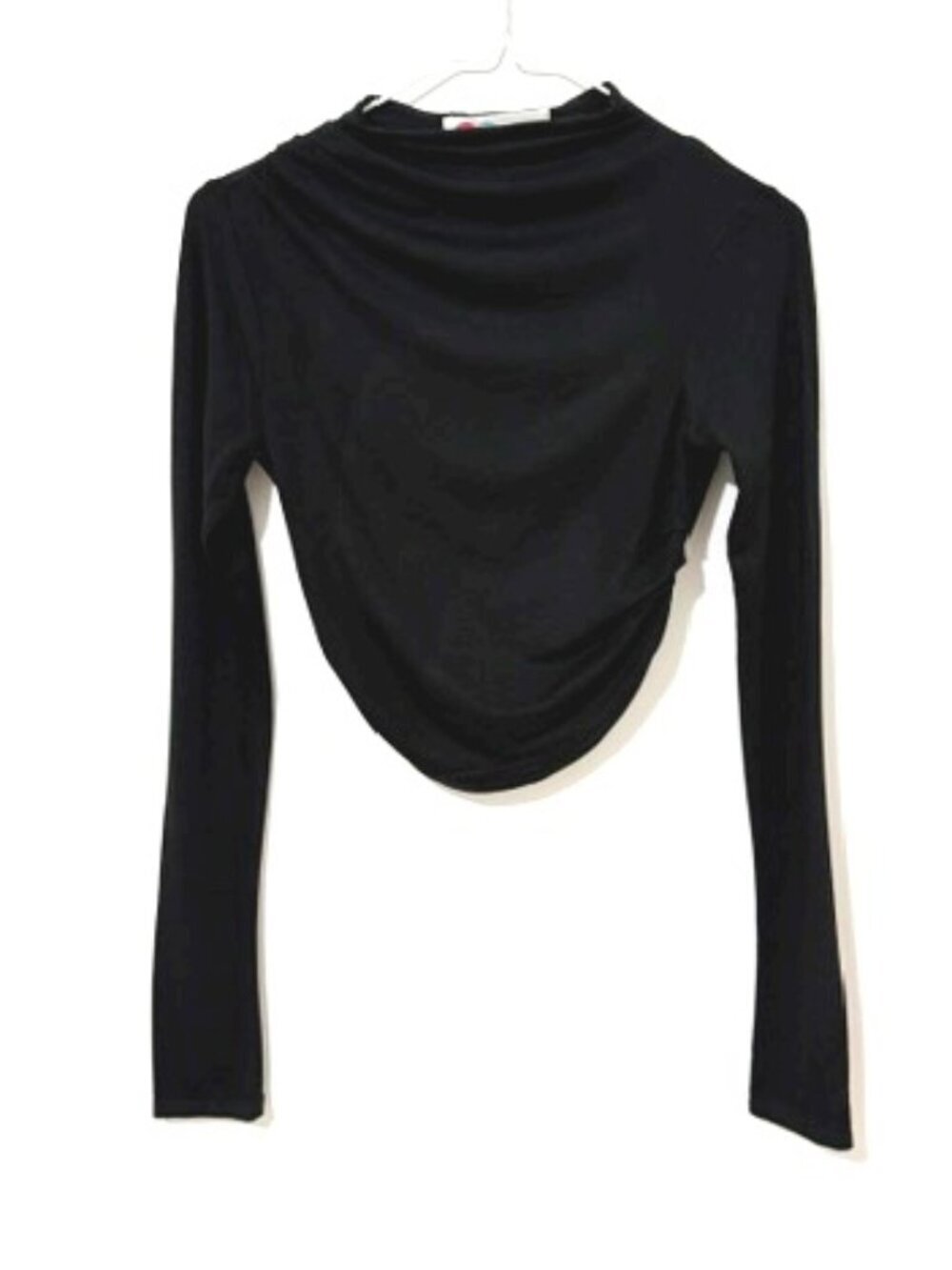 Free People FP Beach Cierra Black Crop Top Long Sleeves Open Back Size XS